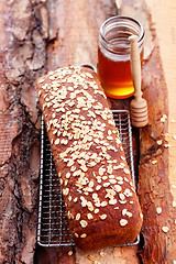 Image showing bread with honey and oats