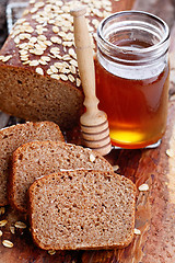 Image showing bread with honey and oats