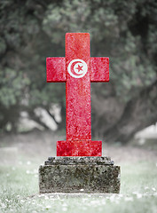 Image showing Gravestone in the cemetery - Tunisia