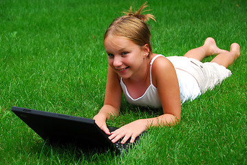 Image showing Girl computer