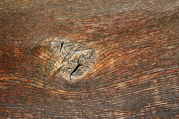 Image showing knot on old oak wood plank