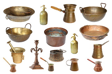 Image showing collection of isolated vintage copper objects