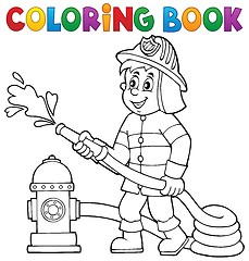 Image showing Coloring book firefighter theme 1