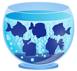 Image showing Aquarium with fish silhouettes 3