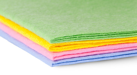 Image showing Closeup multicolored cleaning cloths