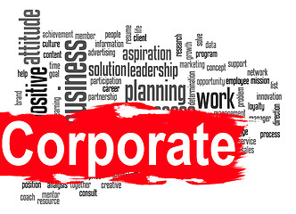 Image showing Corporate word cloud with red banner