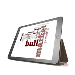 Image showing Bull market word cloud on tablet