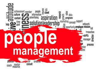 Image showing People management word cloud with red banner