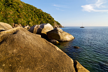 Image showing stone   thailand kho tao bay abstract of a blue lagoon  