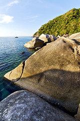 Image showing stone in thailand kho tao bay abstract of a blue lagoon    south