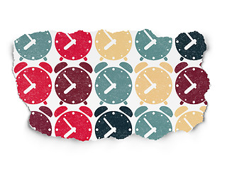 Image showing Time concept: Alarm Clock icons on Torn Paper background