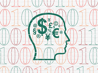 Image showing Business concept: Head With Finance Symbol on wall background