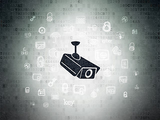 Image showing Safety concept: Cctv Camera on Digital Paper background