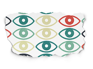 Image showing Privacy concept: Eye icons on Torn Paper background