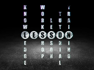 Image showing Learning concept: word Lesson in solving Crossword Puzzle