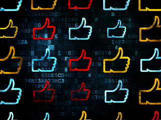 Image showing Social network concept: Thumb Up icons on Digital background