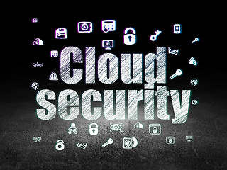 Image showing Safety concept: Cloud Security in grunge dark room