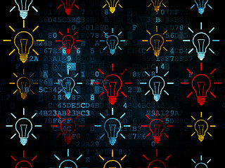 Image showing Finance concept: Light Bulb icons on Digital background