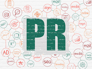 Image showing Marketing concept: PR on wall background