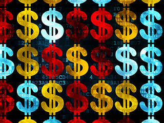 Image showing Currency concept: Dollar icons on Digital background