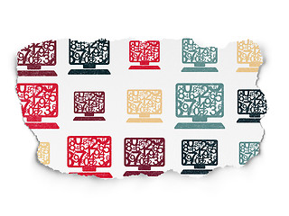 Image showing Education concept: Computer Pc icons on Torn Paper background