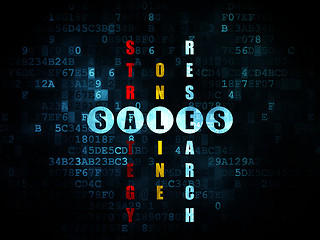 Image showing Advertising concept: word Sales in solving Crossword Puzzle