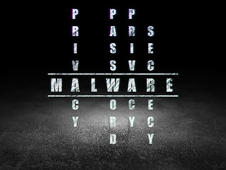 Image showing Privacy concept: word Malware in solving Crossword Puzzle