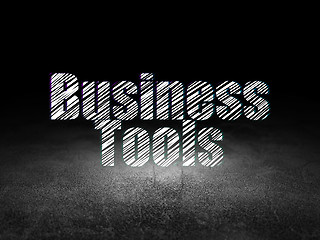Image showing Finance concept: Business Tools in grunge dark room