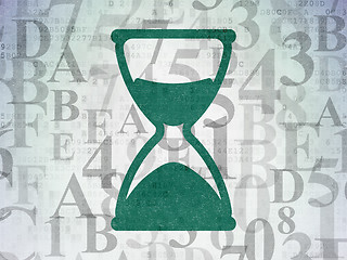 Image showing Time concept: Hourglass on Digital Paper background