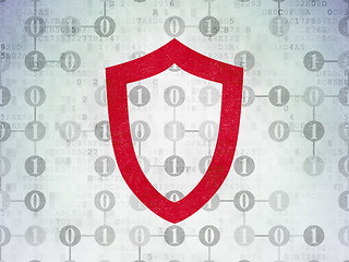 Image showing Safety concept: Contoured Shield on Digital Paper background