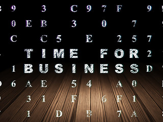 Image showing Time concept: Time for Business in grunge dark room