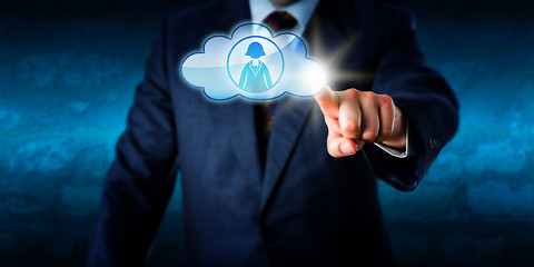 Image showing Manager Connecting With Female Peer Via The Cloud