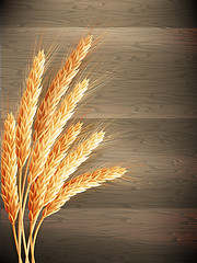 Image showing Wheat on wooden background. EPS 10 