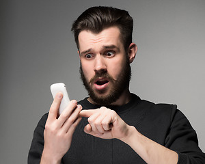 Image showing Portrait of man talking on the phone