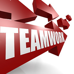 Image showing Teamwork arrow in red