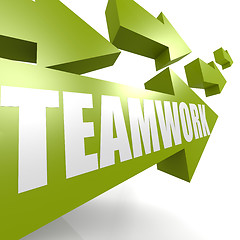 Image showing Teamwork arrow in green