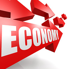 Image showing Economy arrow red