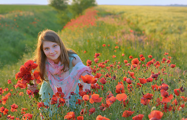 Image showing girl in poppy field