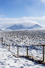 Image showing Snowy mountain landscape in Iceland