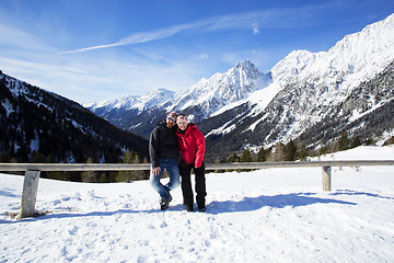Image showing Happy couple in winter landscape 