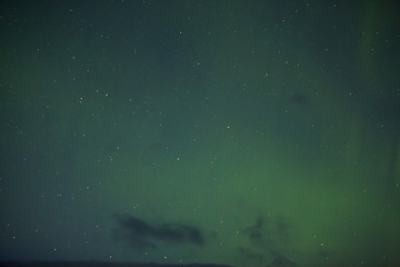 Image showing Northern lights with bright stars in Iceland