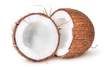 Image showing Two halves of coconut