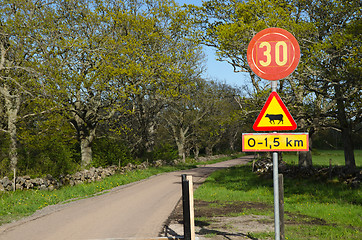 Image showing Country road with road signs