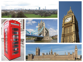 Image showing London landmarks collage