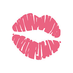 Image showing Kiss lips lipstick red trail