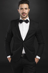 Image showing Latin man wearing a tuxedo