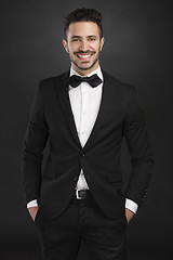 Image showing Latin man wearing a tuxedo
