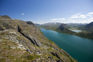 Image showing Besseggen Ridge in Jotunheimen National Park, Norway