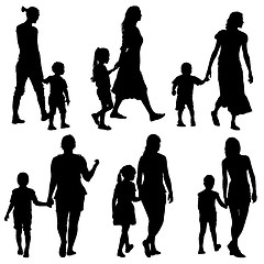 Image showing Black silhouettes Family on white background. 