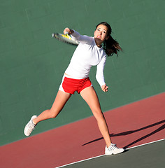 Image showing Girl playing tennis
